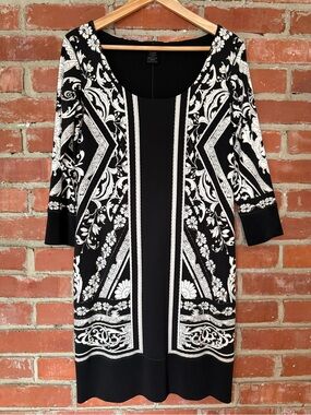 Eva Varro Black & White Floral Ponte Sheath Dress